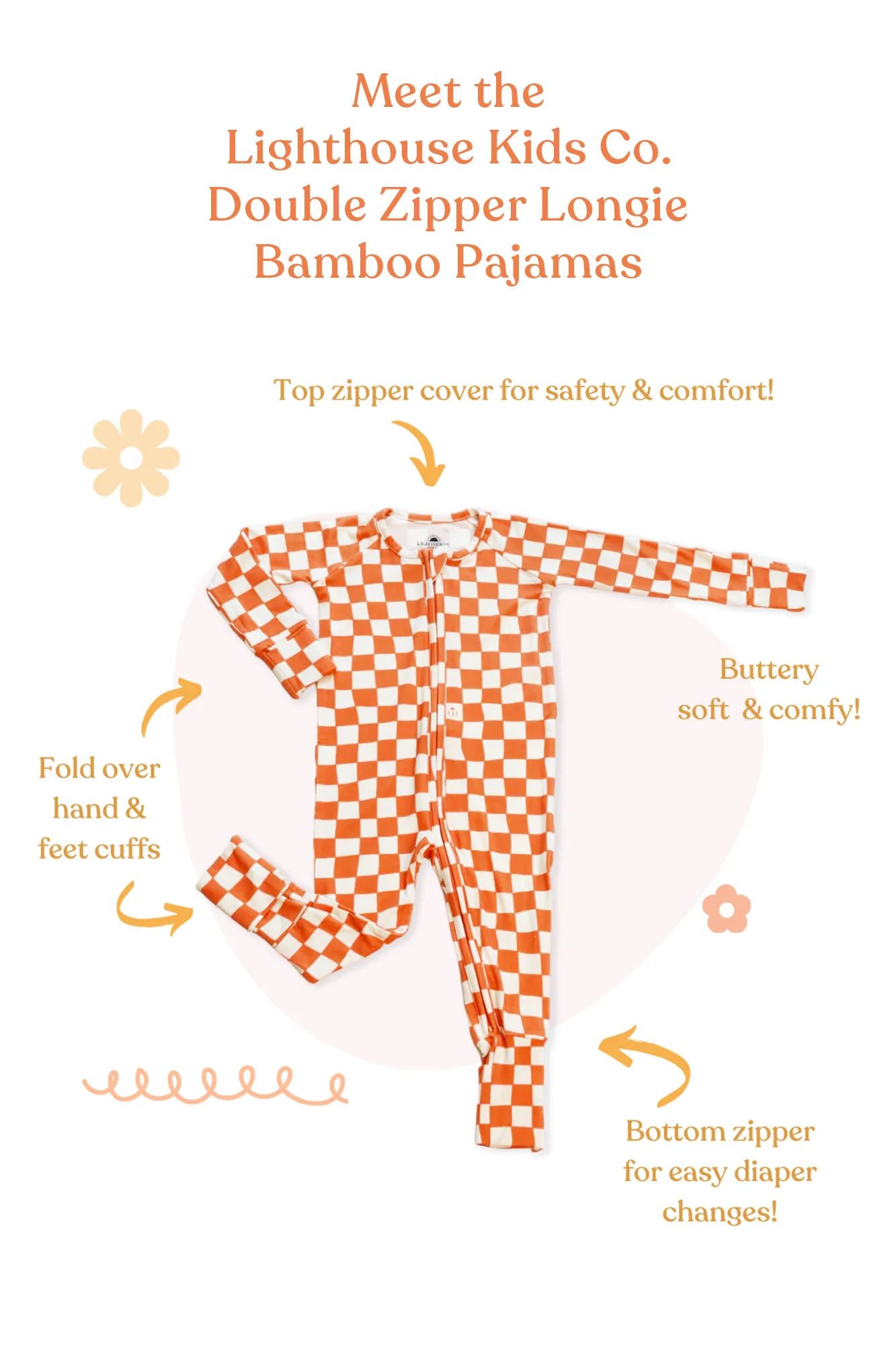 𝐒𝐀𝐋𝐄! 𝟓𝟎% 𝐎𝐅𝐅!  Bamboo Baby Pajamas - Double Zipper - Longies - Checkered Magic