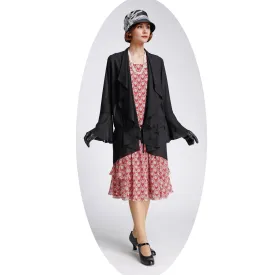 1920s jacket in black chiffon with cascade collar