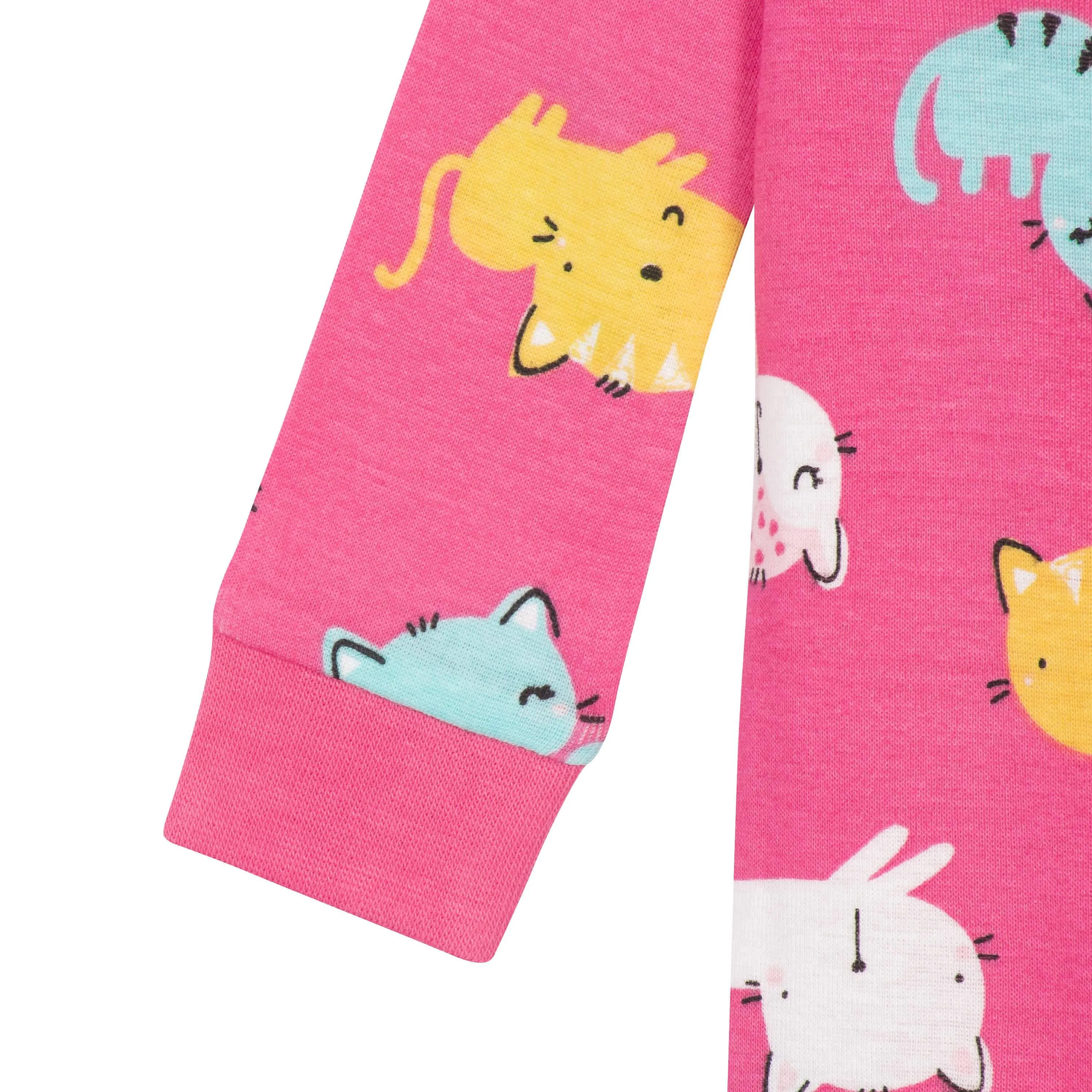 2-Pack Baby & Toddler Girls Cats Snug Fit Footed Cotton Pajamas