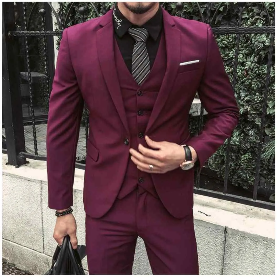 3-Piece Suit Jacket Trouser Vest Menswear