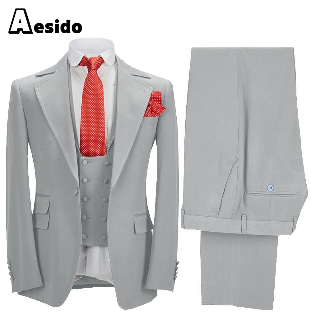 3 Pieces Business Mens Suit (Blazer vest Pants)