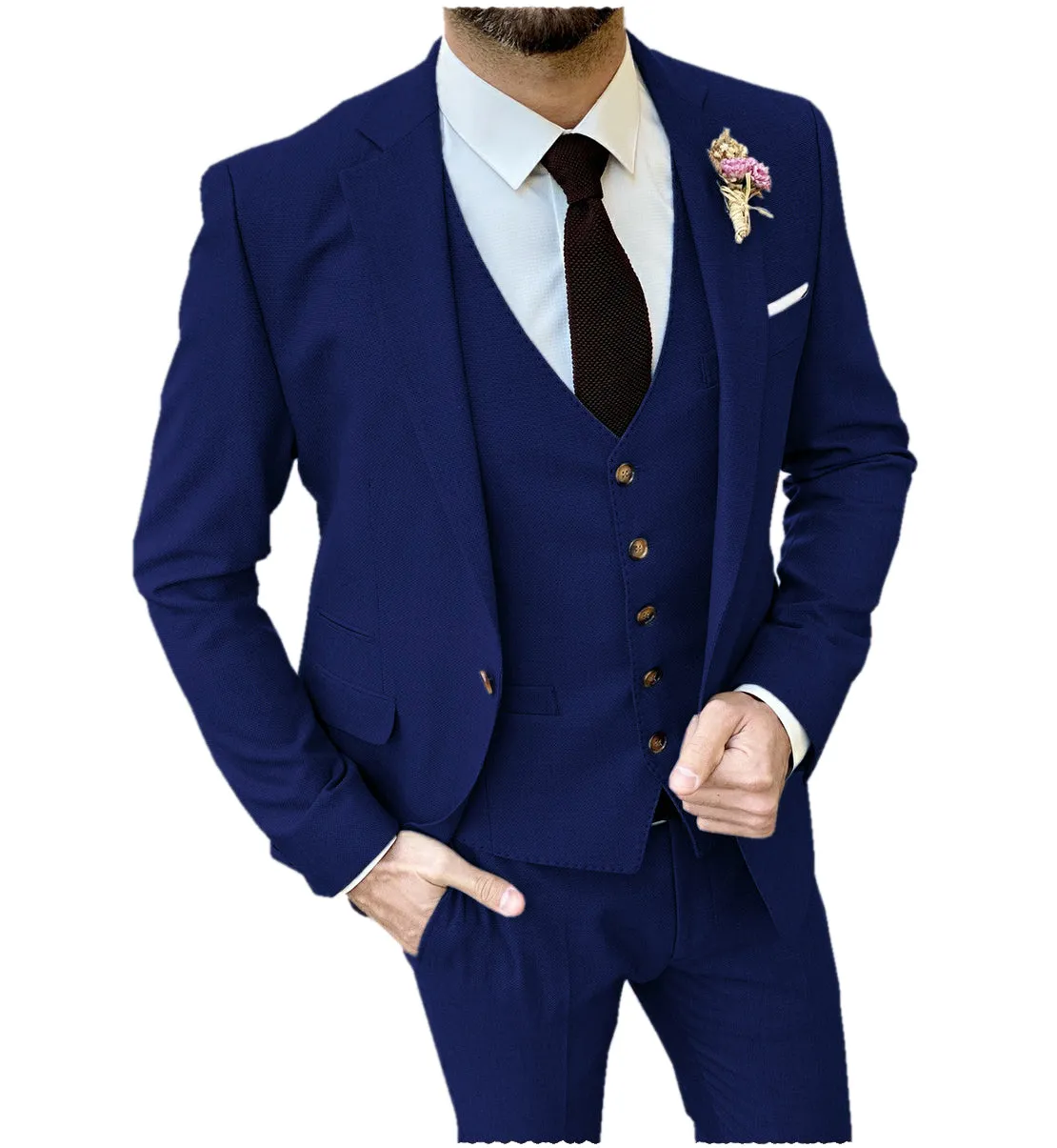 3 Pieces Mens Suit Notch Lapel Light Blue Tuxedos For Wedding (Blazer vest Pants)