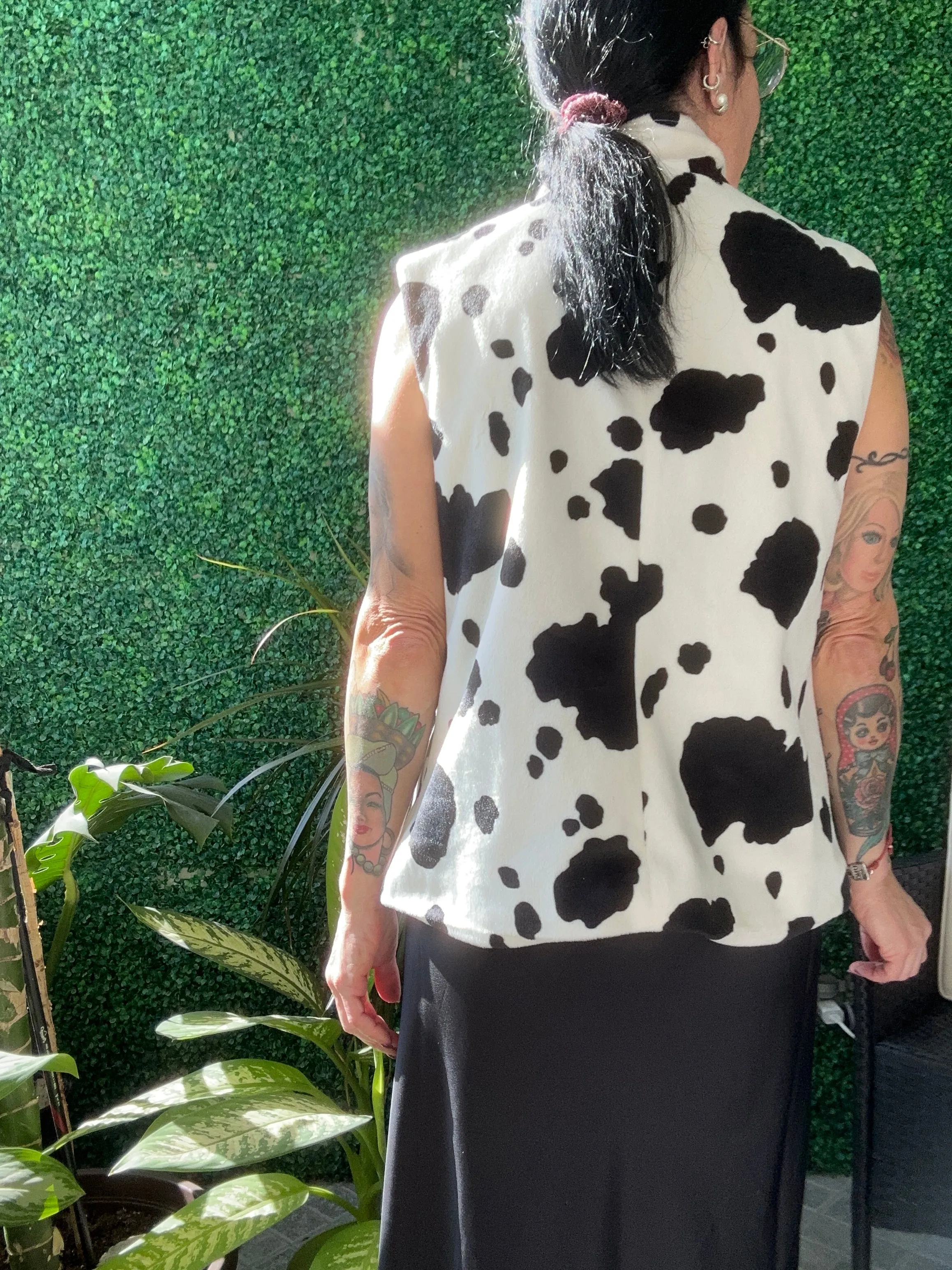 80s Rafaella Sport Western Cowhide Faux Fur Vest Boho Chic