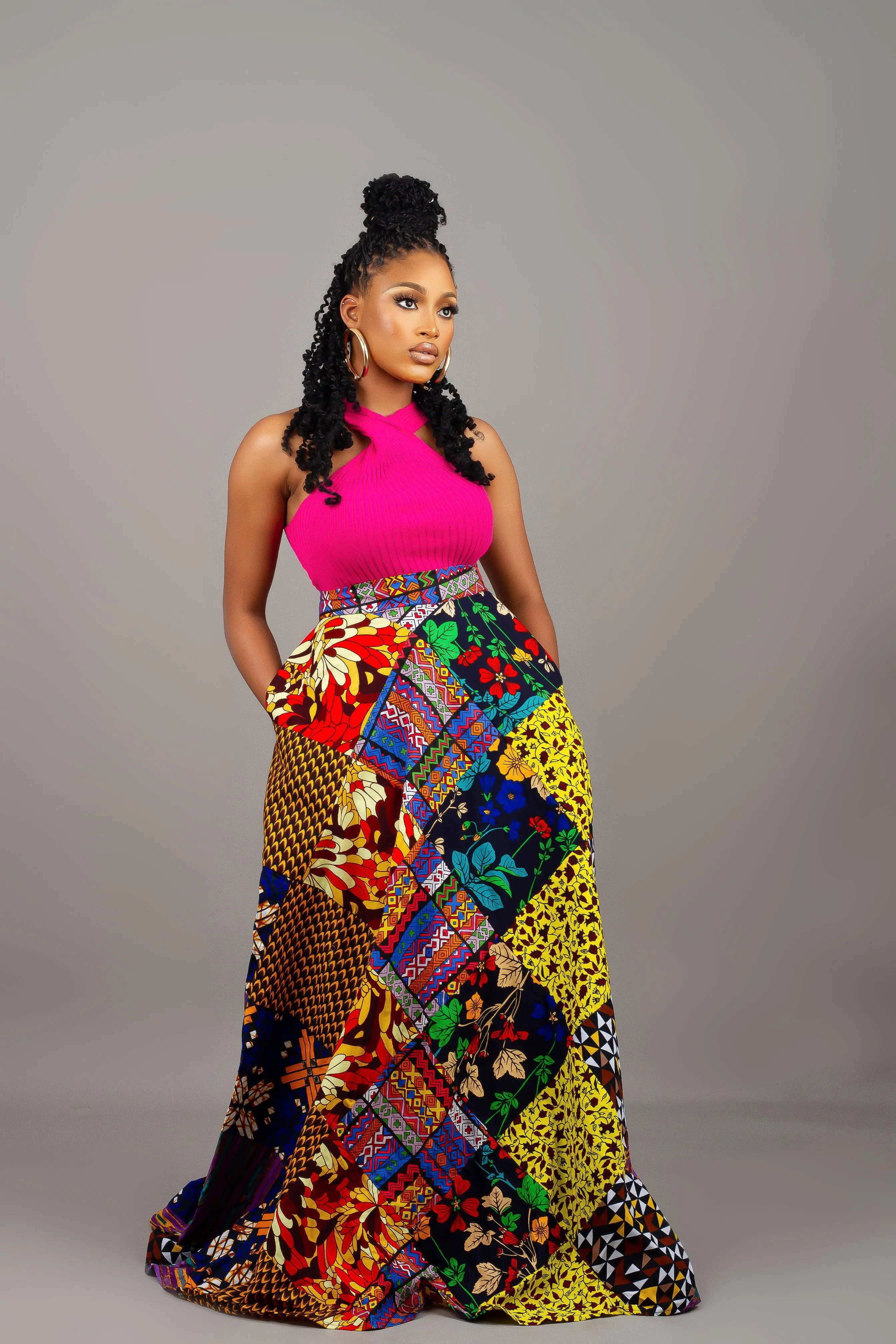 African Print Abi Patchwork Maxi Skirt | Amazin Apparels