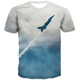 Aircraft T-shirt Men Cloud Tshirts Novelty Sky T-shirts 3d Military Tshirts Casual