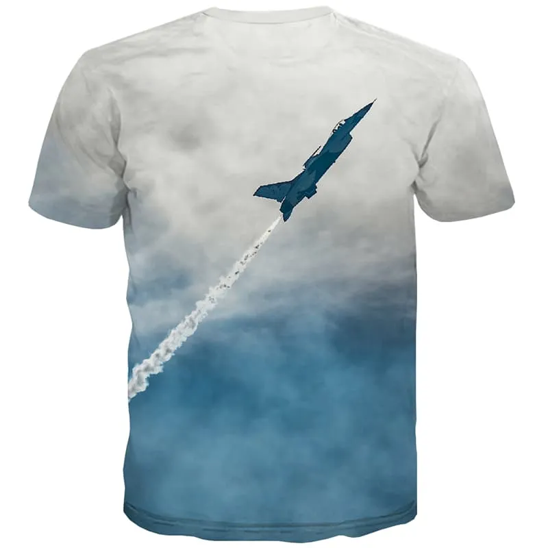 Aircraft T-shirt Men Cloud Tshirts Novelty Sky T-shirts 3d Military Tshirts Casual