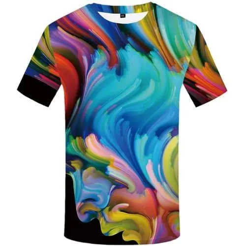 Art T-shirt Men Graffiti Tshirts Cool Colorful Tshirts Novelty Abstract Tshirt Printed Character Tshirt Anime Short Sleeve