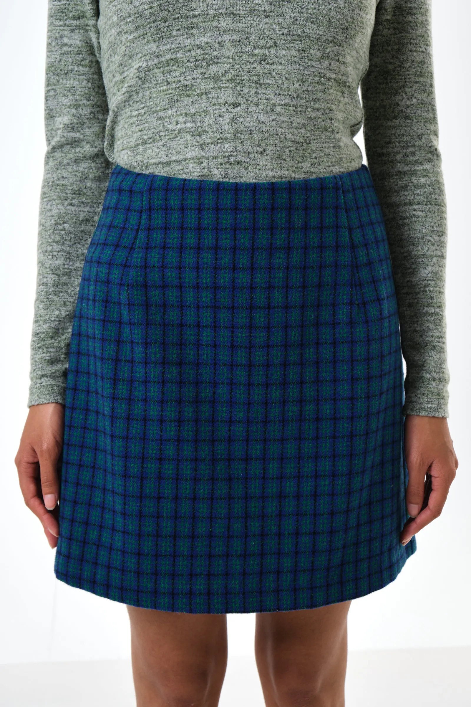 Aubin Wyoming Check A-Line Mini Skirt - Blue