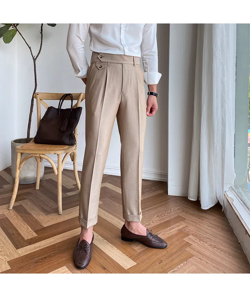 Autumn Men's Trousers High-waist Straight Drape Casual Business Dress Pants Office Social Wedding Streetwear Fashion Long Pants