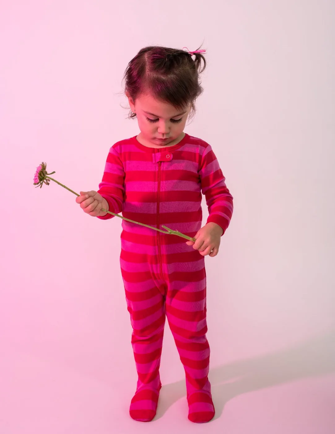 Baby Footed Pink Striped Pajamas