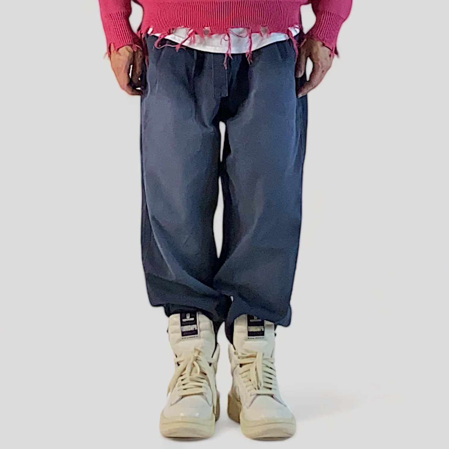 Baggy fit sand blasted cotton canvas pants