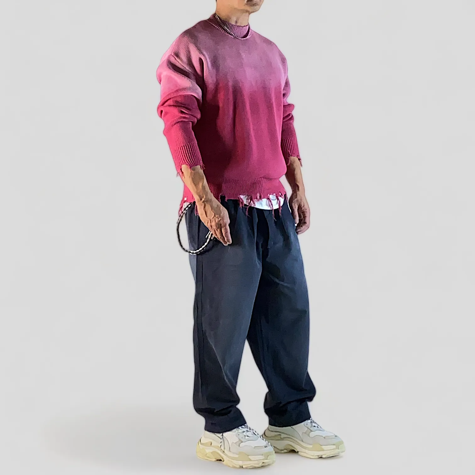 Baggy fit sand blasted cotton canvas pants