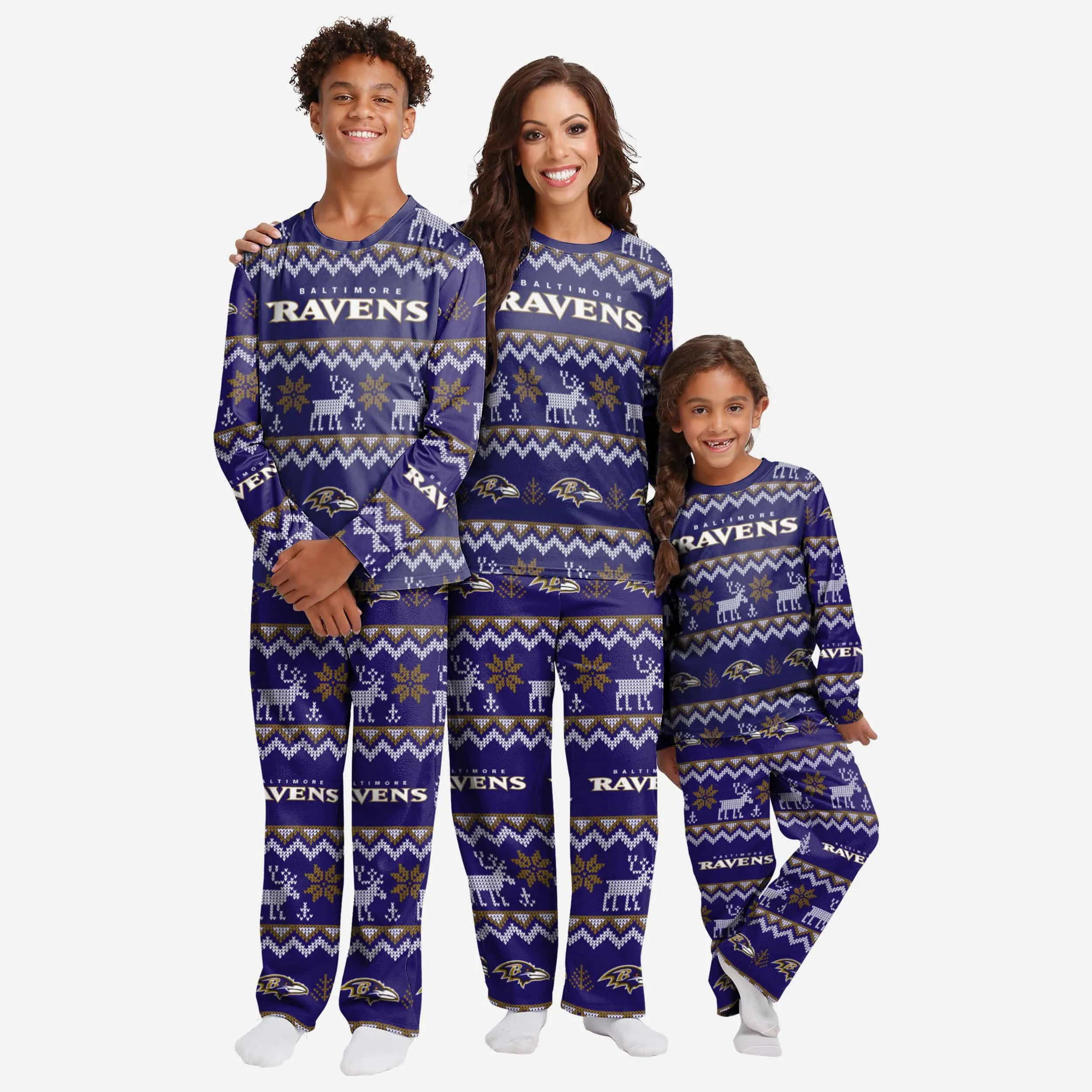 Baltimore Ravens Youth Ugly Pattern Family Holiday Pajamas