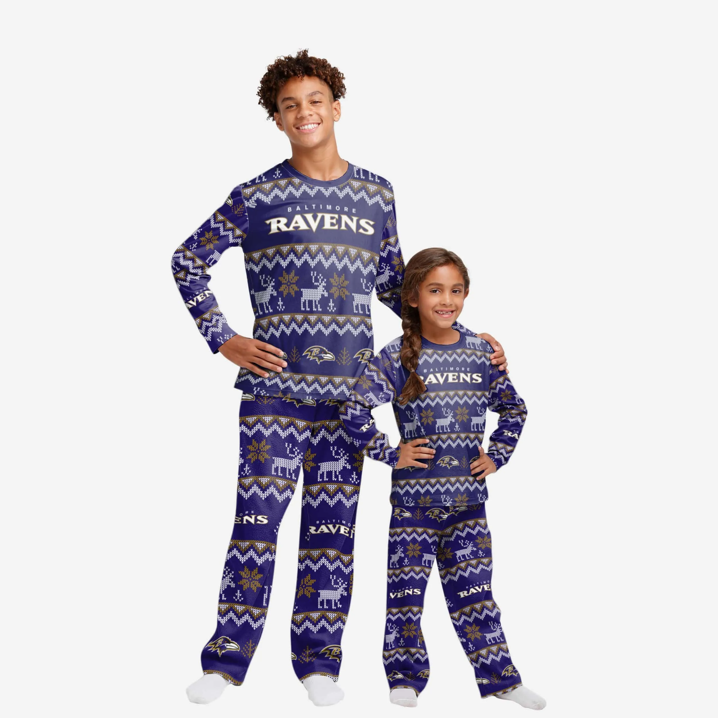 Baltimore Ravens Youth Ugly Pattern Family Holiday Pajamas