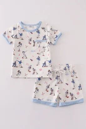 Baseball print boy pajamas set