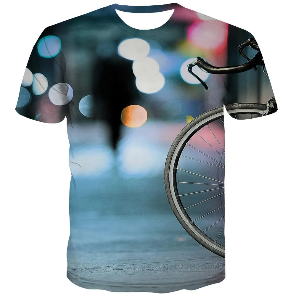 Bicycle T shirts Men Metal T shirts Funny City Tshirt Printed Psychedelic Tshirt Anime