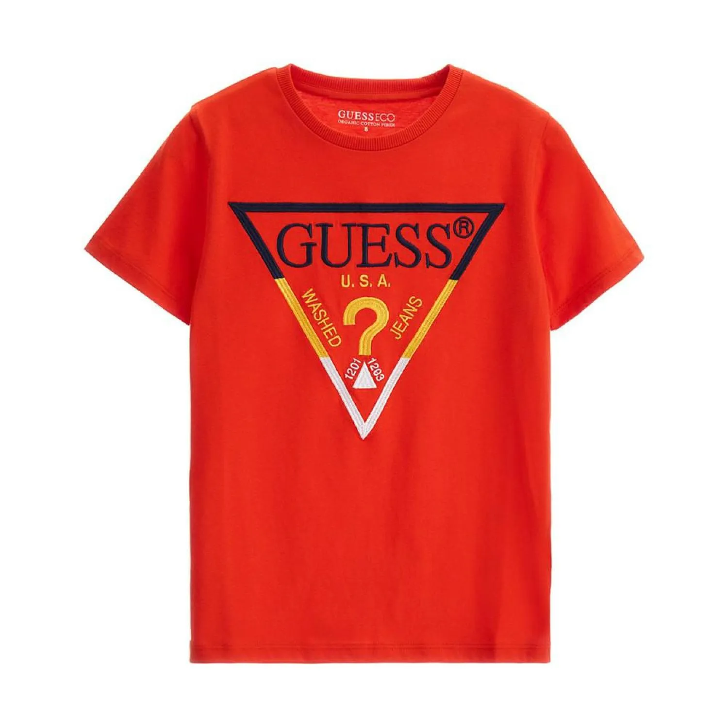 Big Boys Cotton Multicolor Embroidered Triangle Logo T-shirt