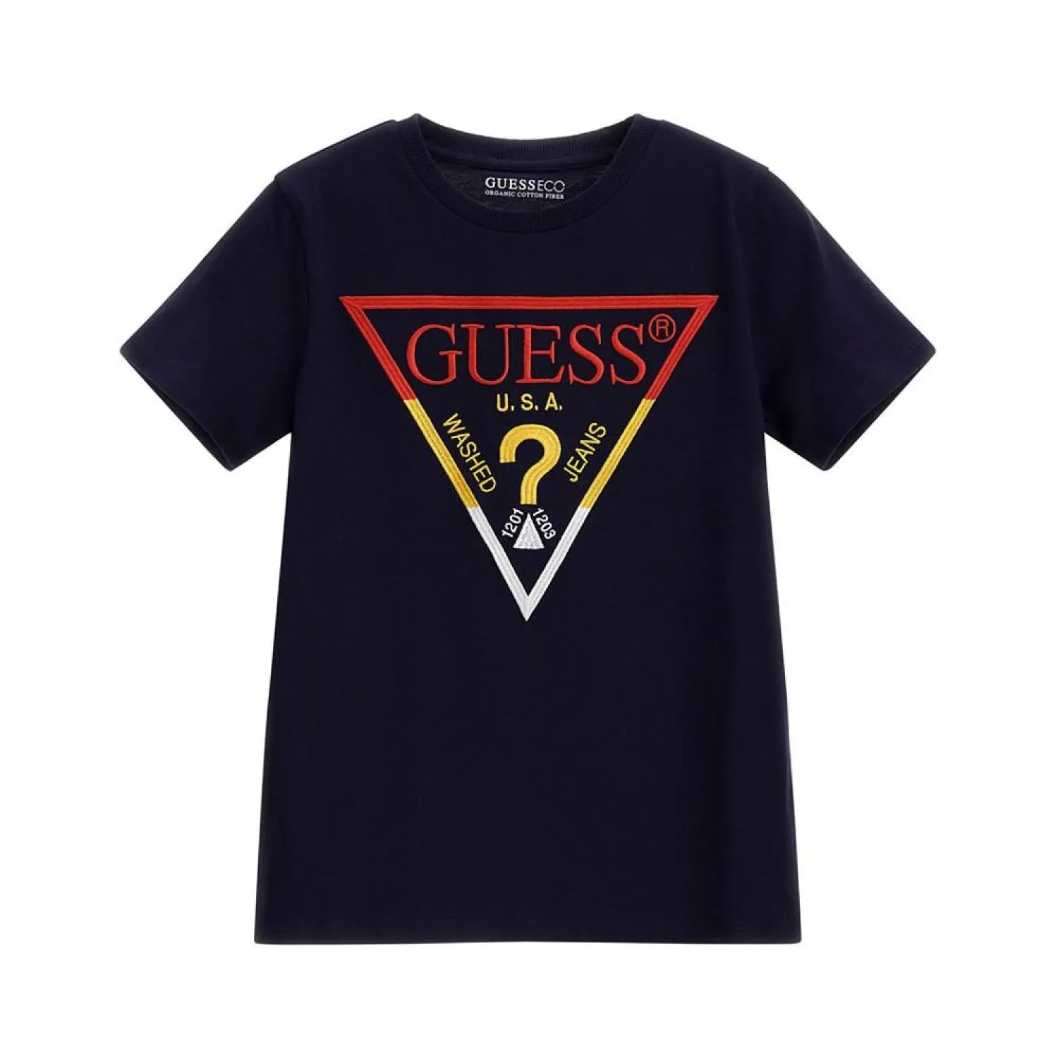 Big Boys Cotton Multicolor Embroidered Triangle Logo T-shirt