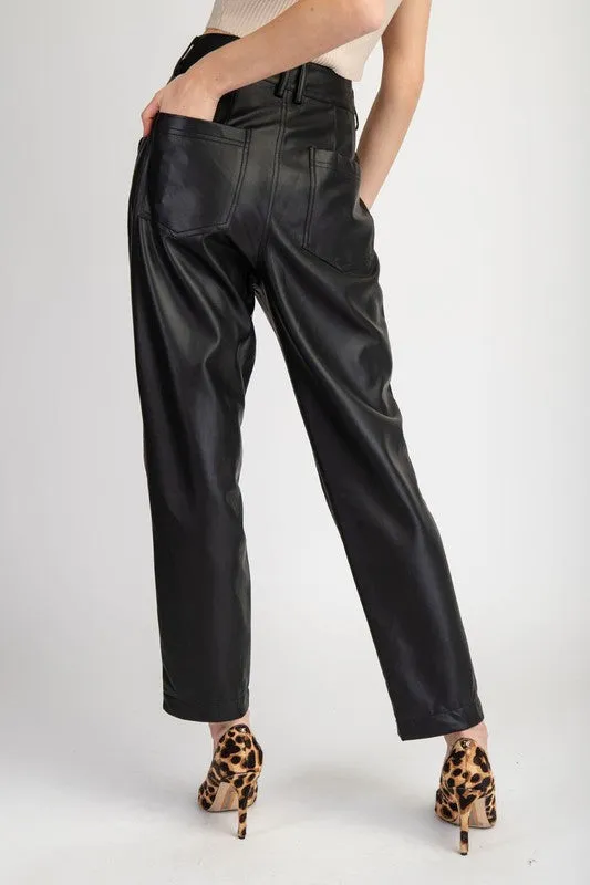 Black Pleather Straight Pants