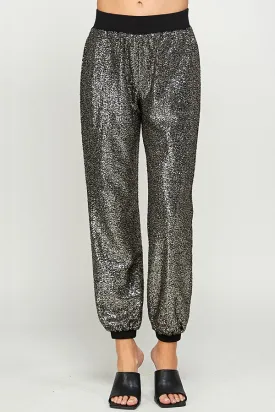 Black Sequins Jogger Pants