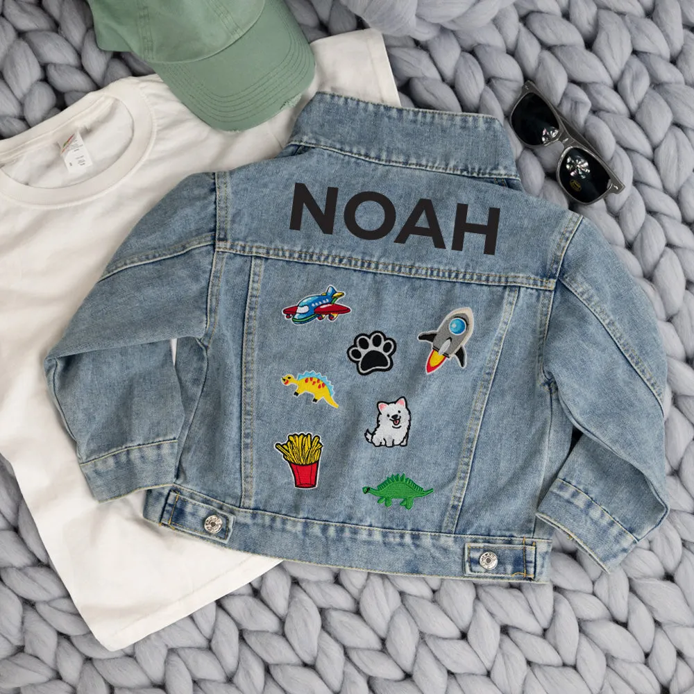 (Blue Denim) Personalized Patched Denim Jacket