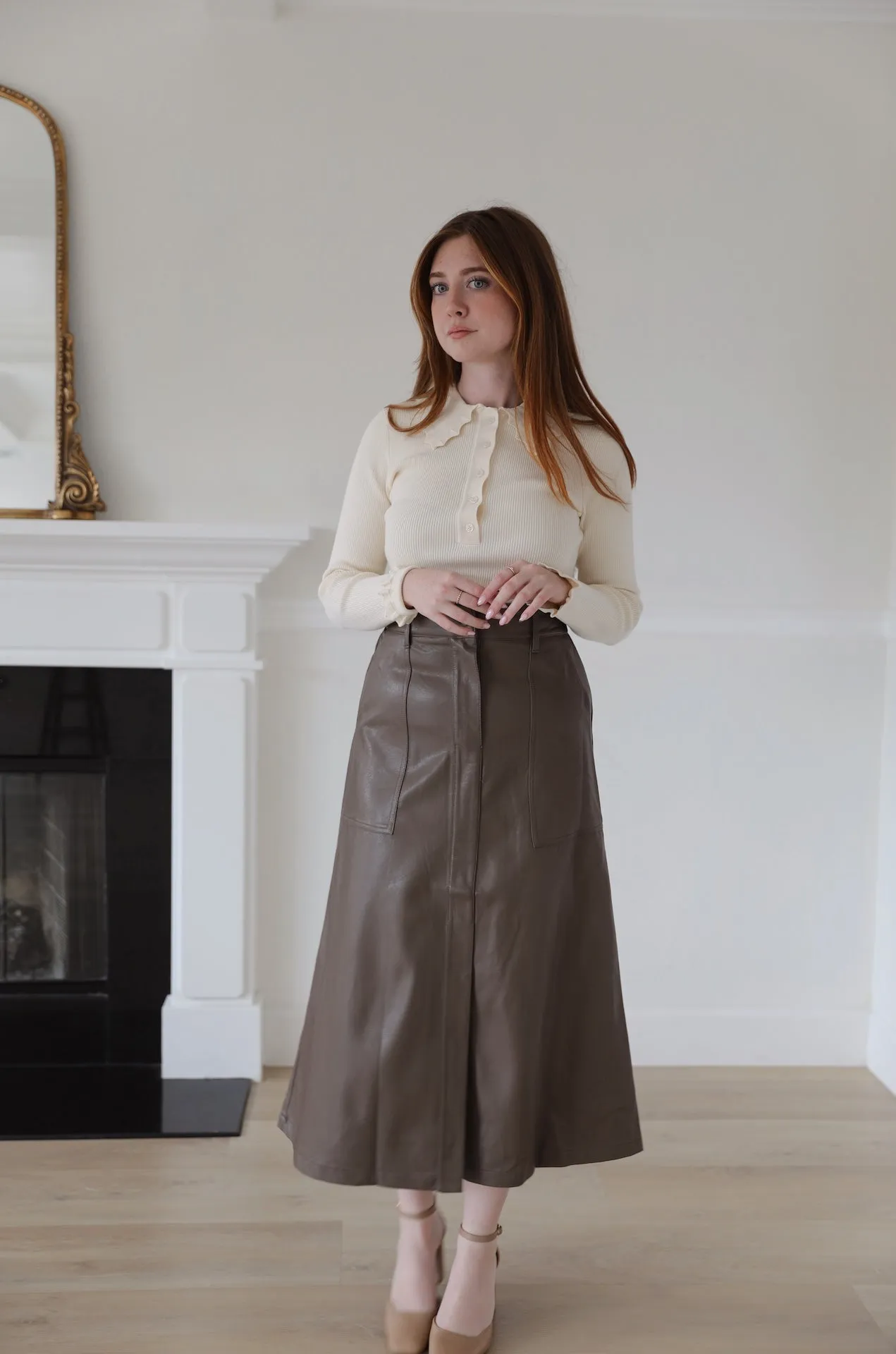 Brown Leather Skirt