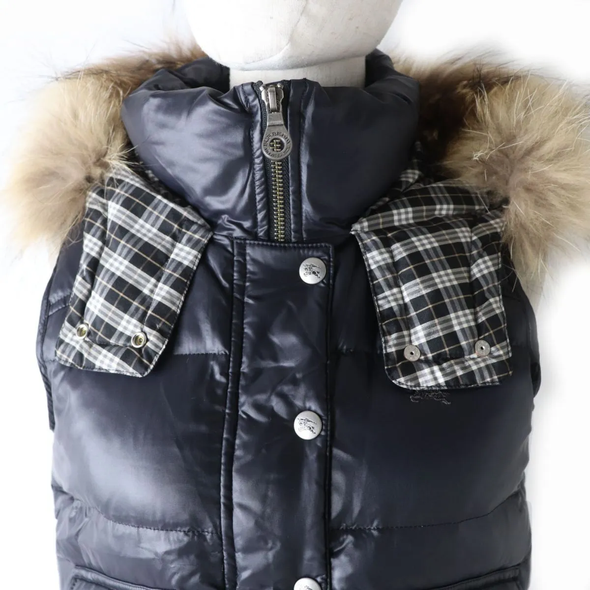 Burberry Down Vest with Hood, Black, Women's