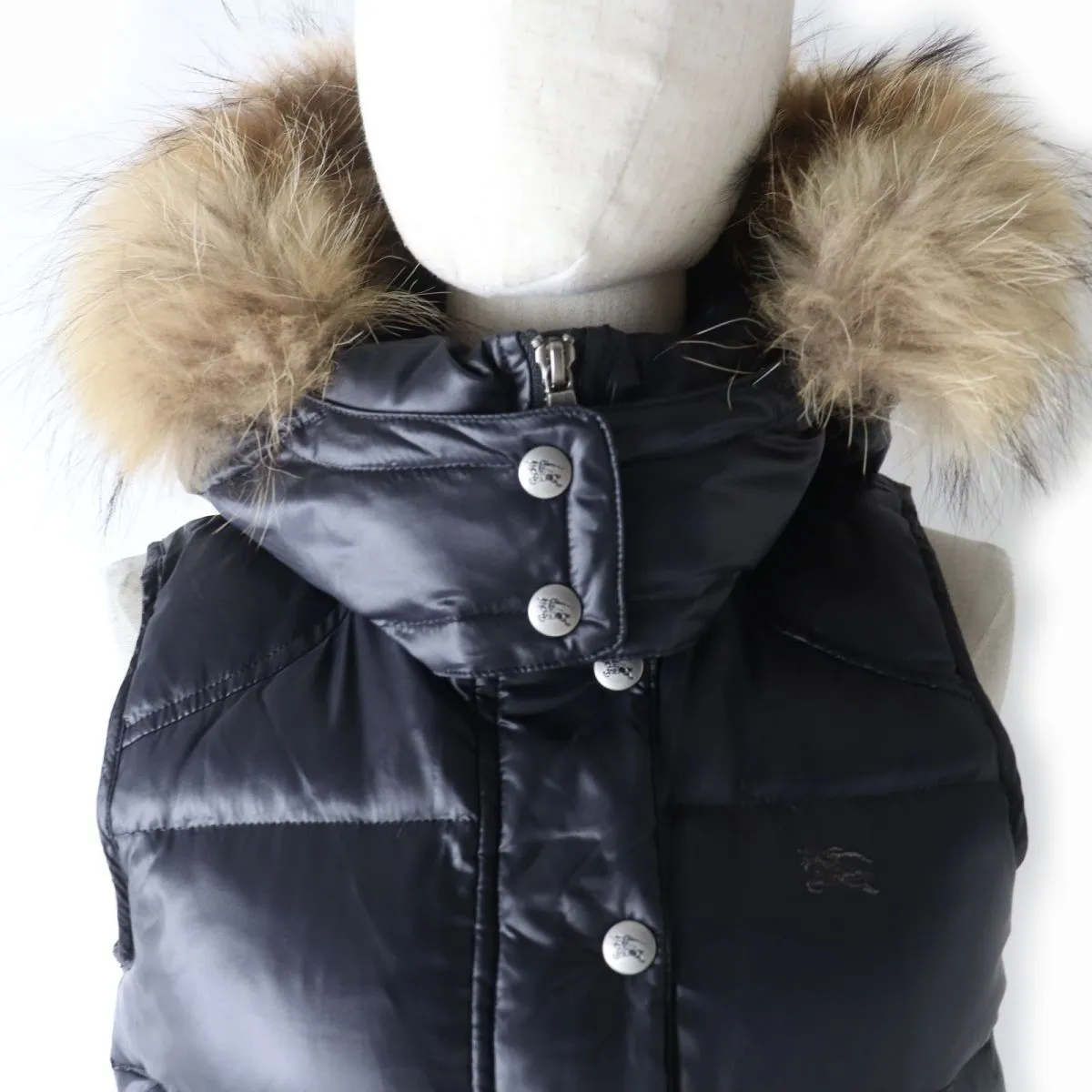 Burberry Down Vest with Hood, Black, Women's