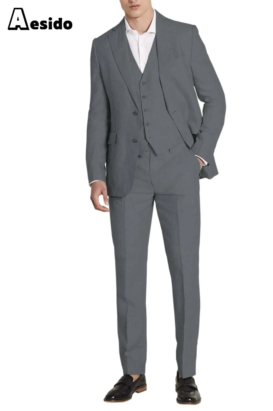 Business Casual 3 Piece Notch Lapel Men's Suit (Blazer Vest Pants)