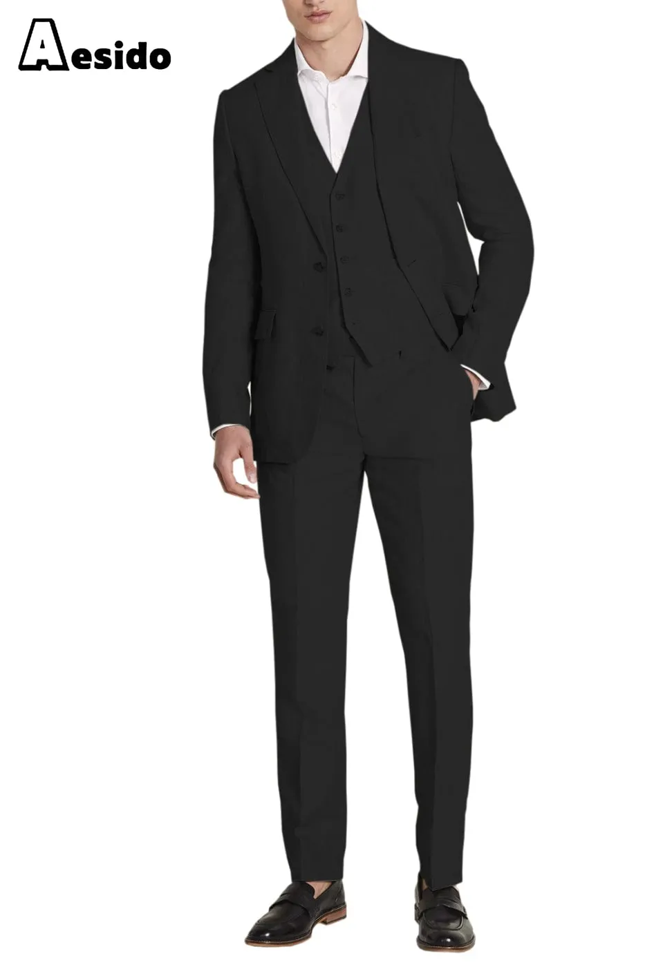 Business Casual 3 Piece Notch Lapel Men's Suit (Blazer Vest Pants)