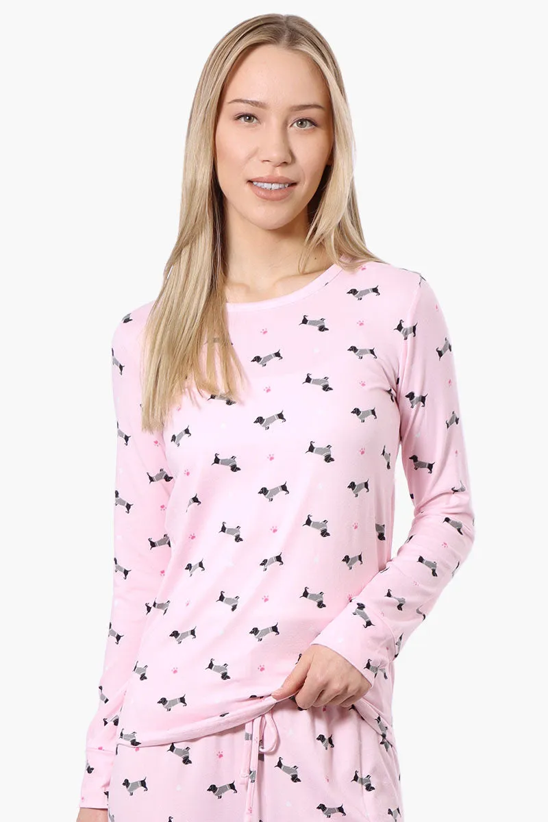 Canada Weather Gear Dachshund Pattern Pajama Top - Pink