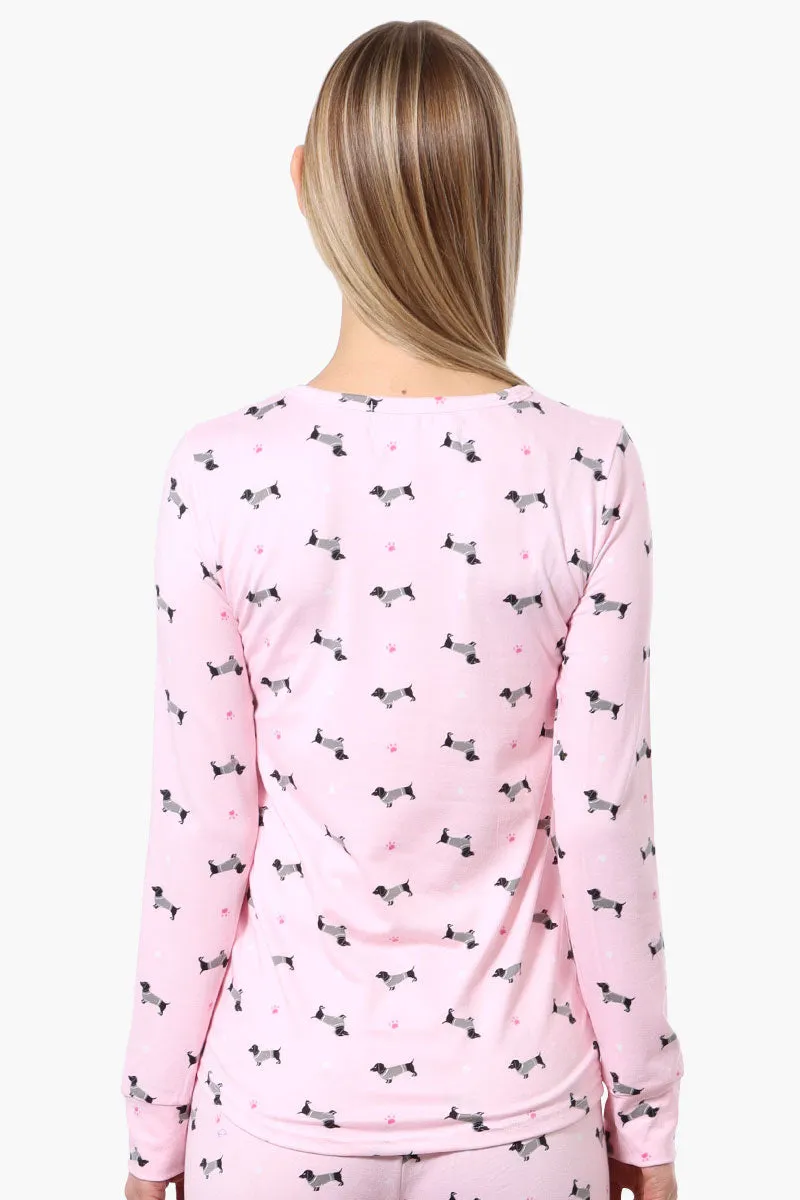 Canada Weather Gear Dachshund Pattern Pajama Top - Pink