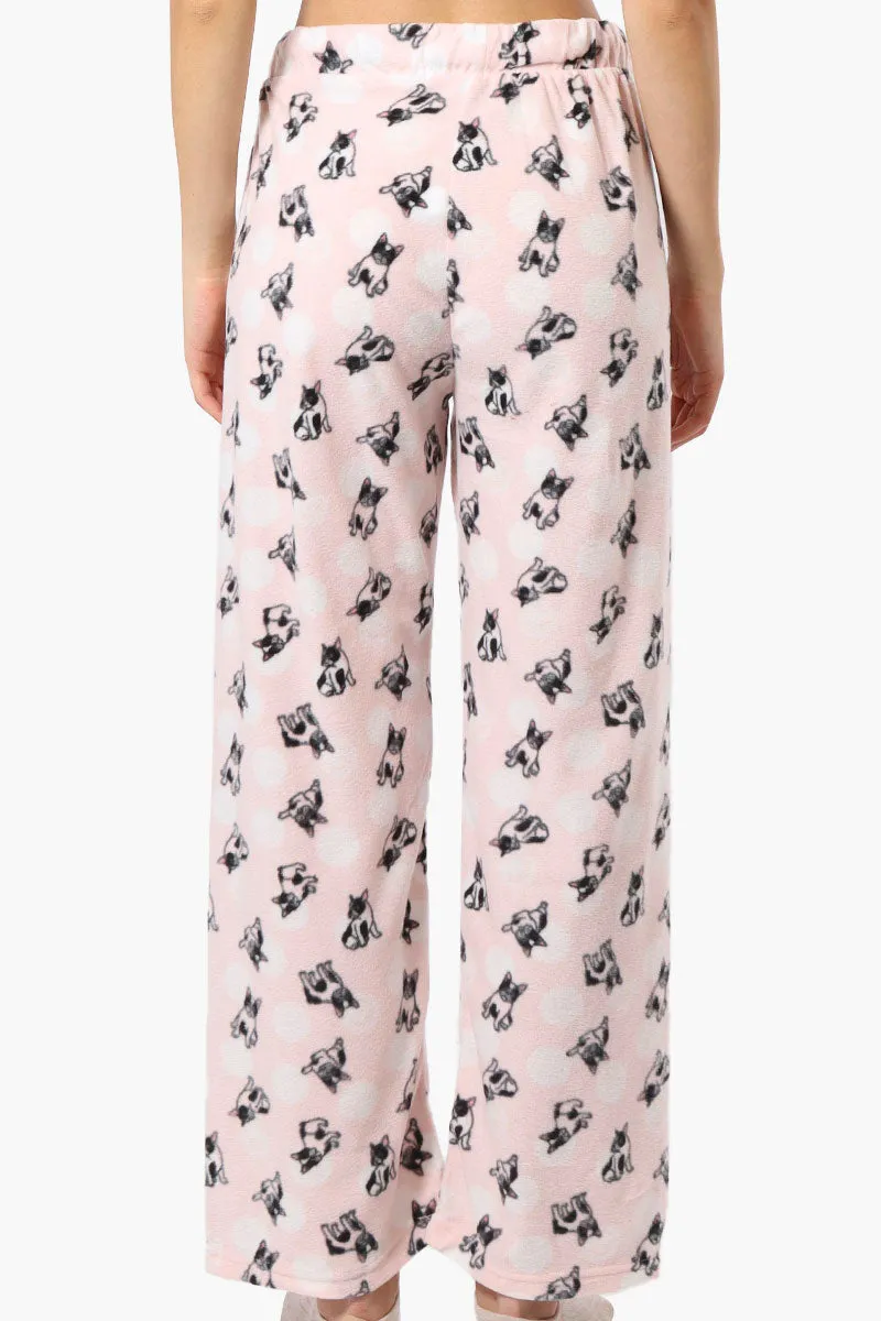 Canada Weather Gear Dog Pattern Wide Leg Pajama Pants - Pink