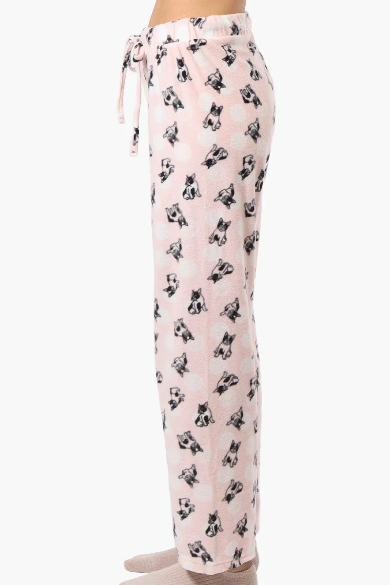 Canada Weather Gear Dog Pattern Wide Leg Pajama Pants - Pink