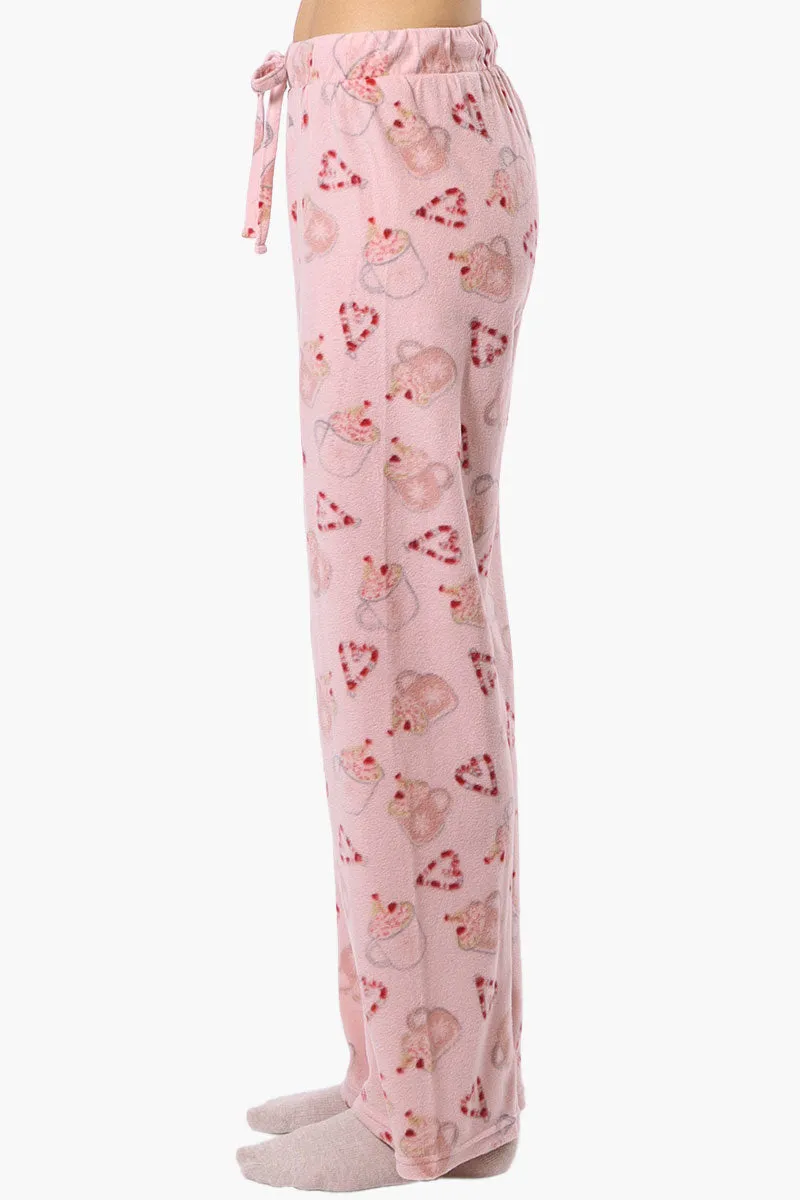 Canada Weather Gear Festive Pattern Wide Leg Pajama Bottoms - Pink