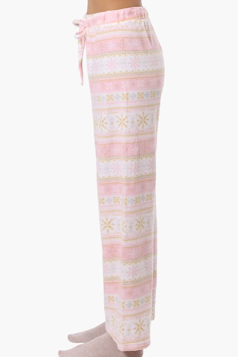 Canada Weather Gear Festive Pattern Wide Leg Pajama Pants - Blush