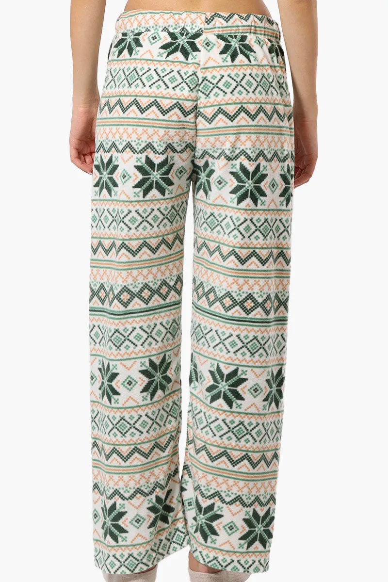 Canada Weather Gear Festive Pattern Wide Leg Pajama Pants - Green