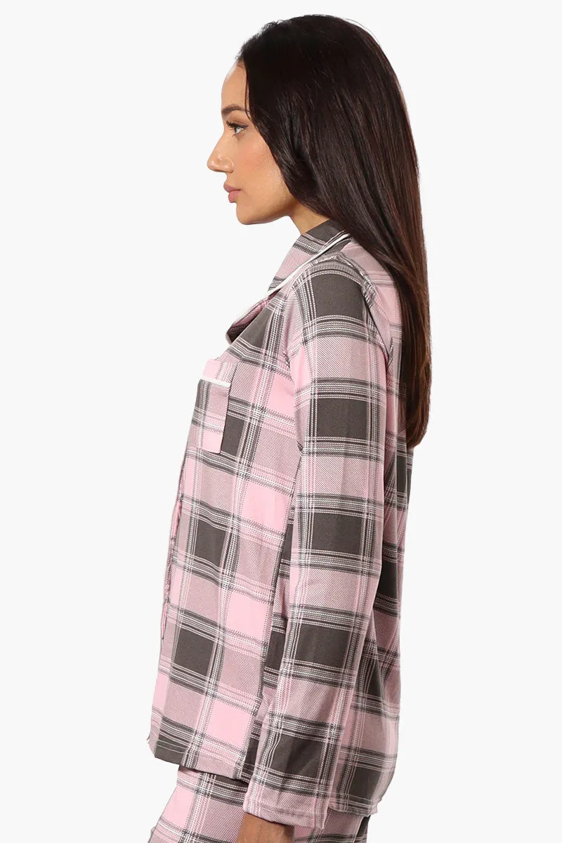 Canada Weather Gear Plaid Button Down Pajama Top - Pink