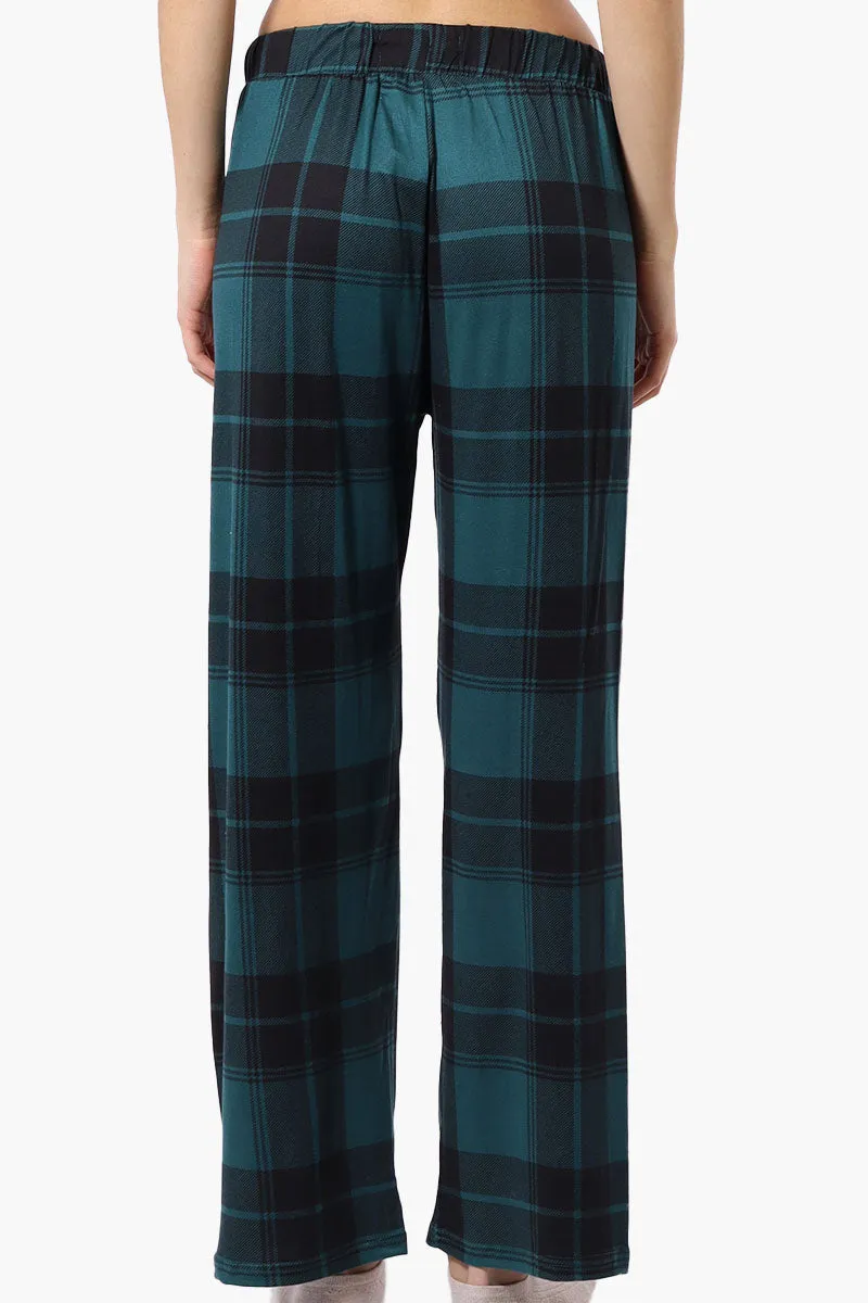 Canada Weather Gear Plaid Wide Leg Pajama Bottoms - Teal