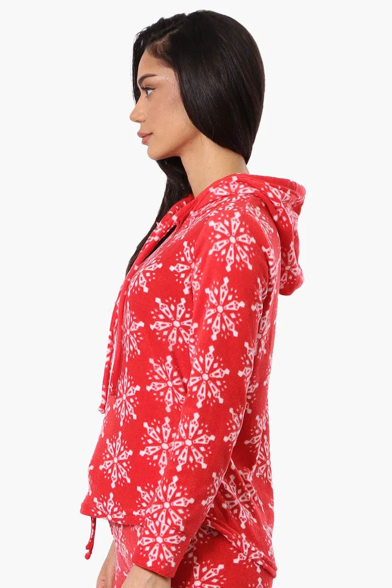 Canada Weather Gear Snowflake Pattern Hooded Pajama Top - Red