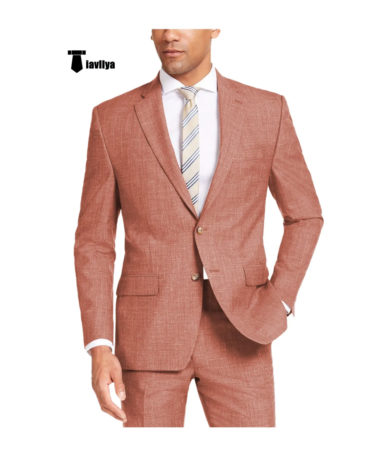 Casual Men's 2 Pieces Suit Notch Lapel Linen For Wedding (Blazer Pants)