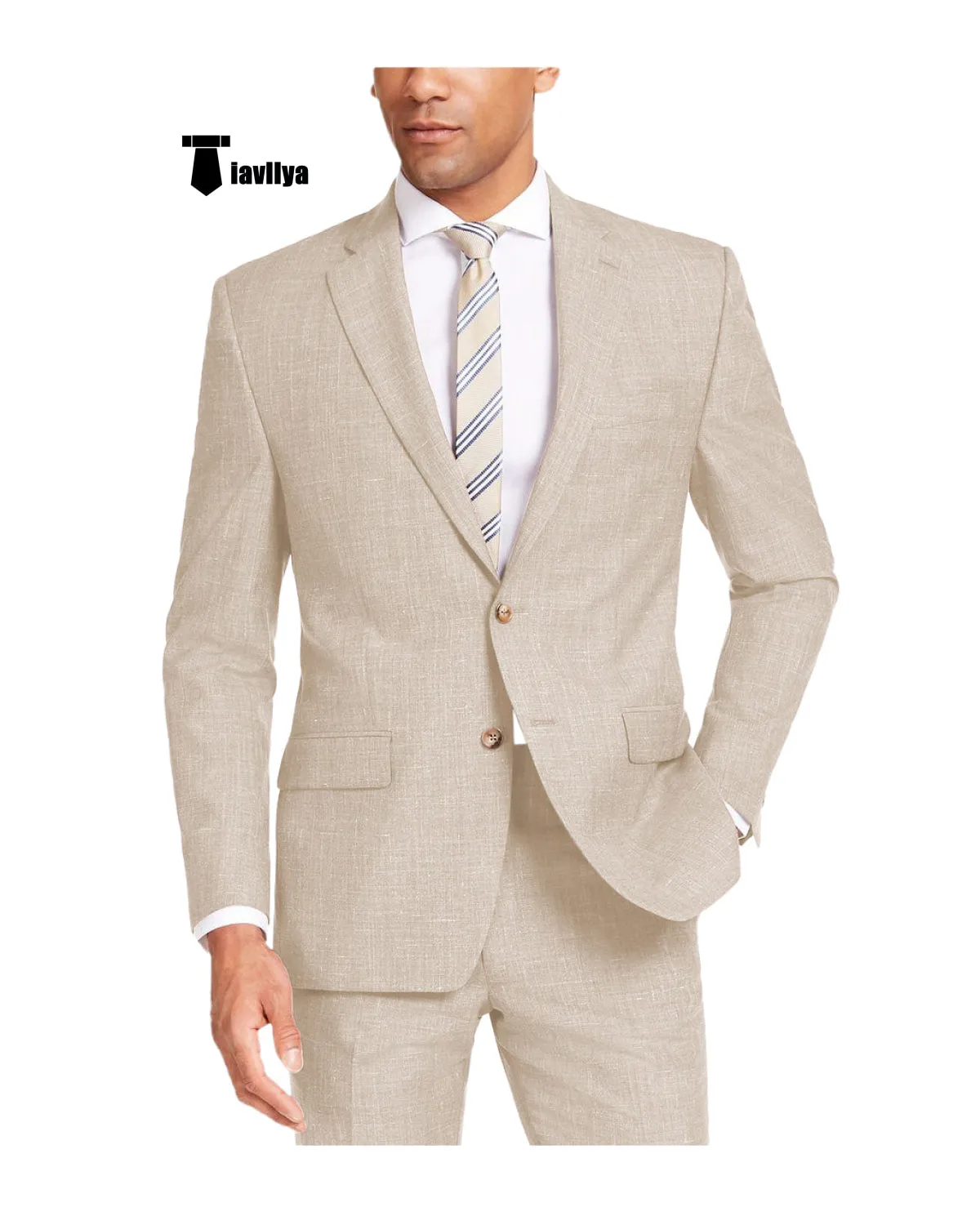 Casual Men's 2 Pieces Suit Notch Lapel Linen For Wedding (Blazer Pants)