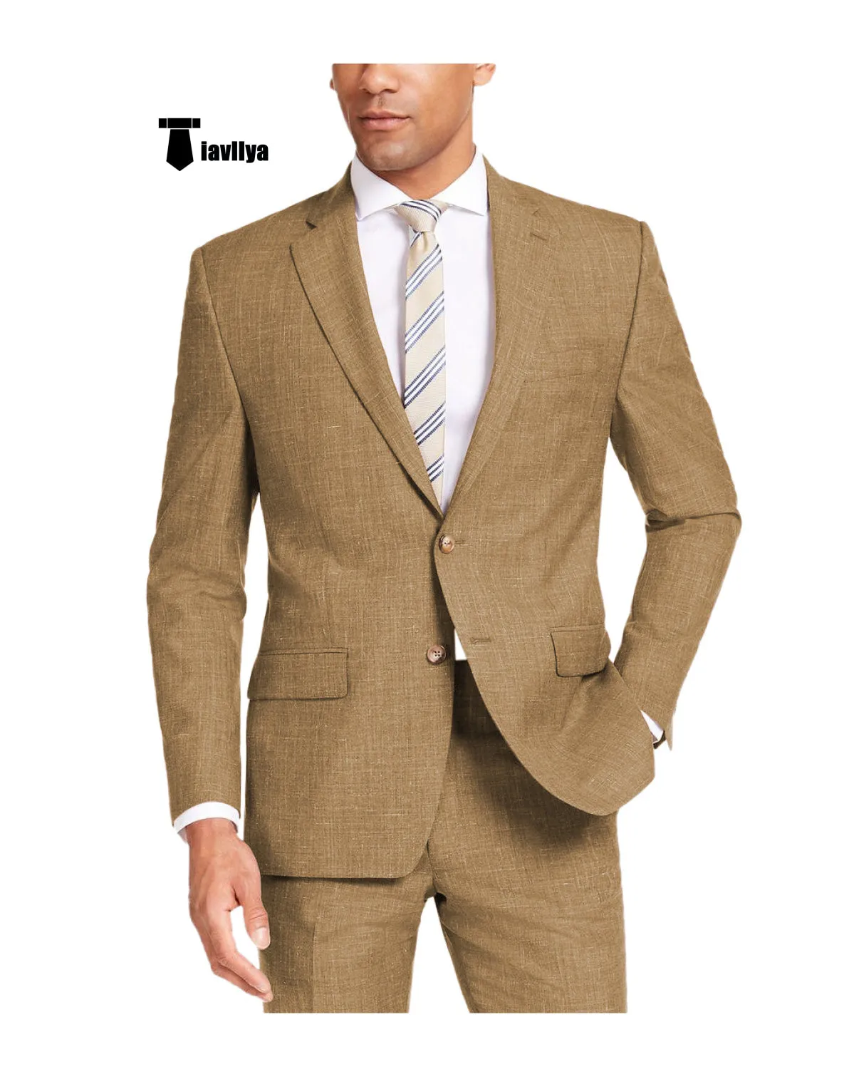 Casual Men's 2 Pieces Suit Notch Lapel Linen For Wedding (Blazer Pants)