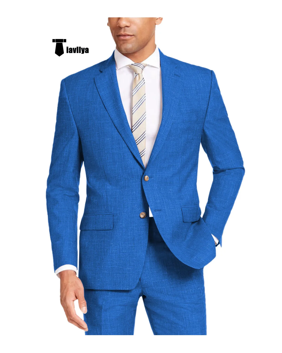 Casual Men's 2 Pieces Suit Notch Lapel Linen For Wedding (Blazer Pants)