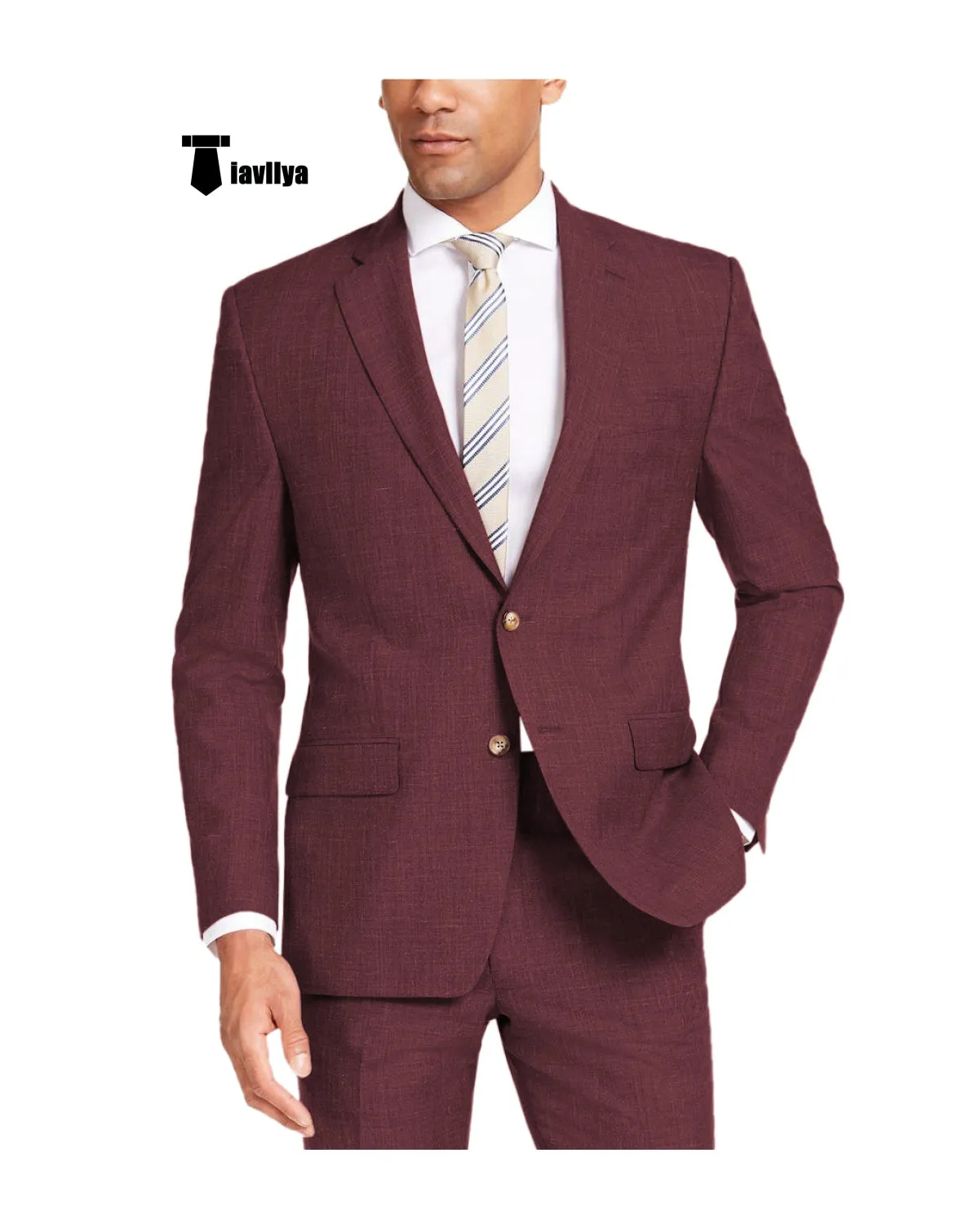 Casual Men's 2 Pieces Suit Notch Lapel Linen For Wedding (Blazer Pants)