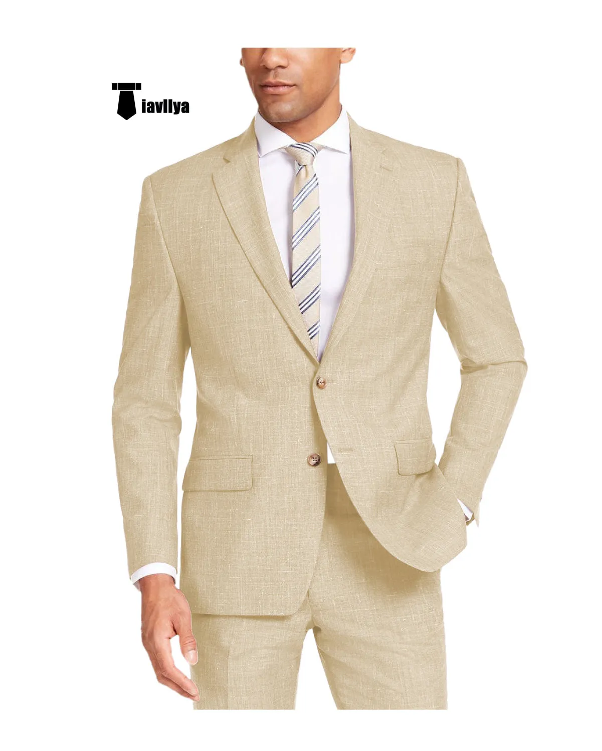 Casual Men's 2 Pieces Suit Notch Lapel Linen For Wedding (Blazer Pants)