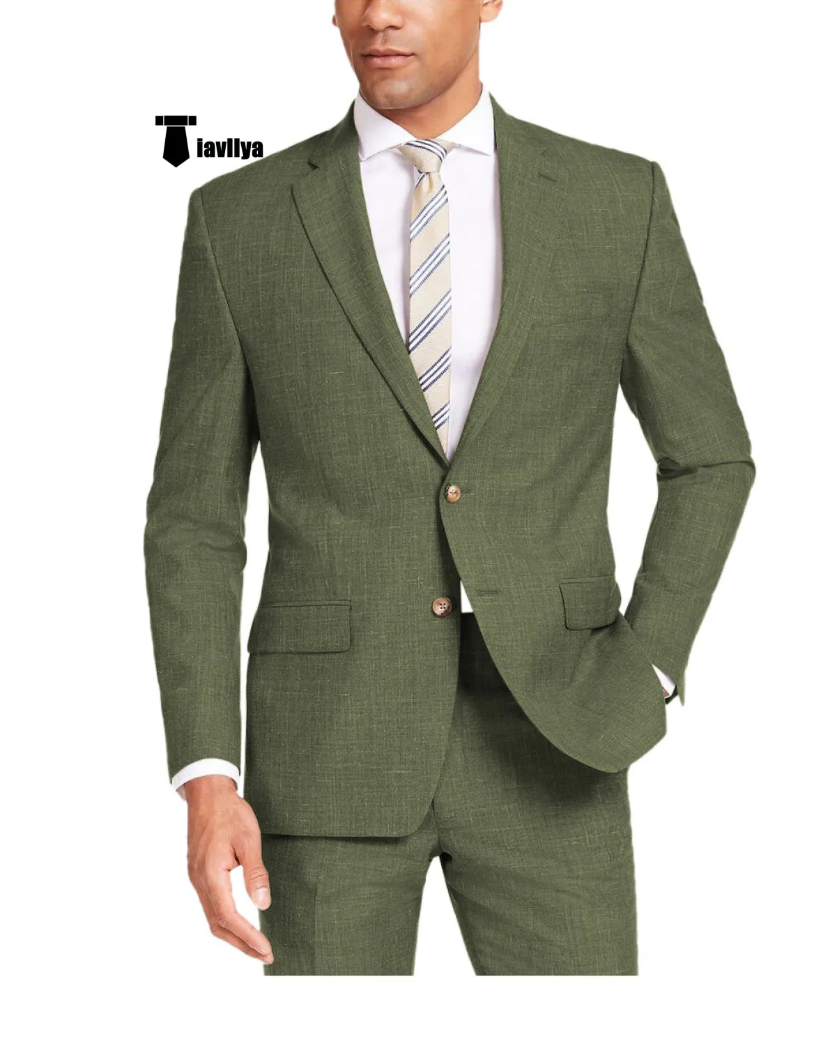 Casual Men's 2 Pieces Suit Notch Lapel Linen For Wedding (Blazer Pants)