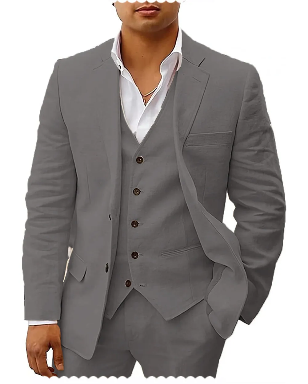 Casual Men's 3 Pieces Mens Suit Notch Lapel Tuxedos For Wedding (Blazer vest Pants)