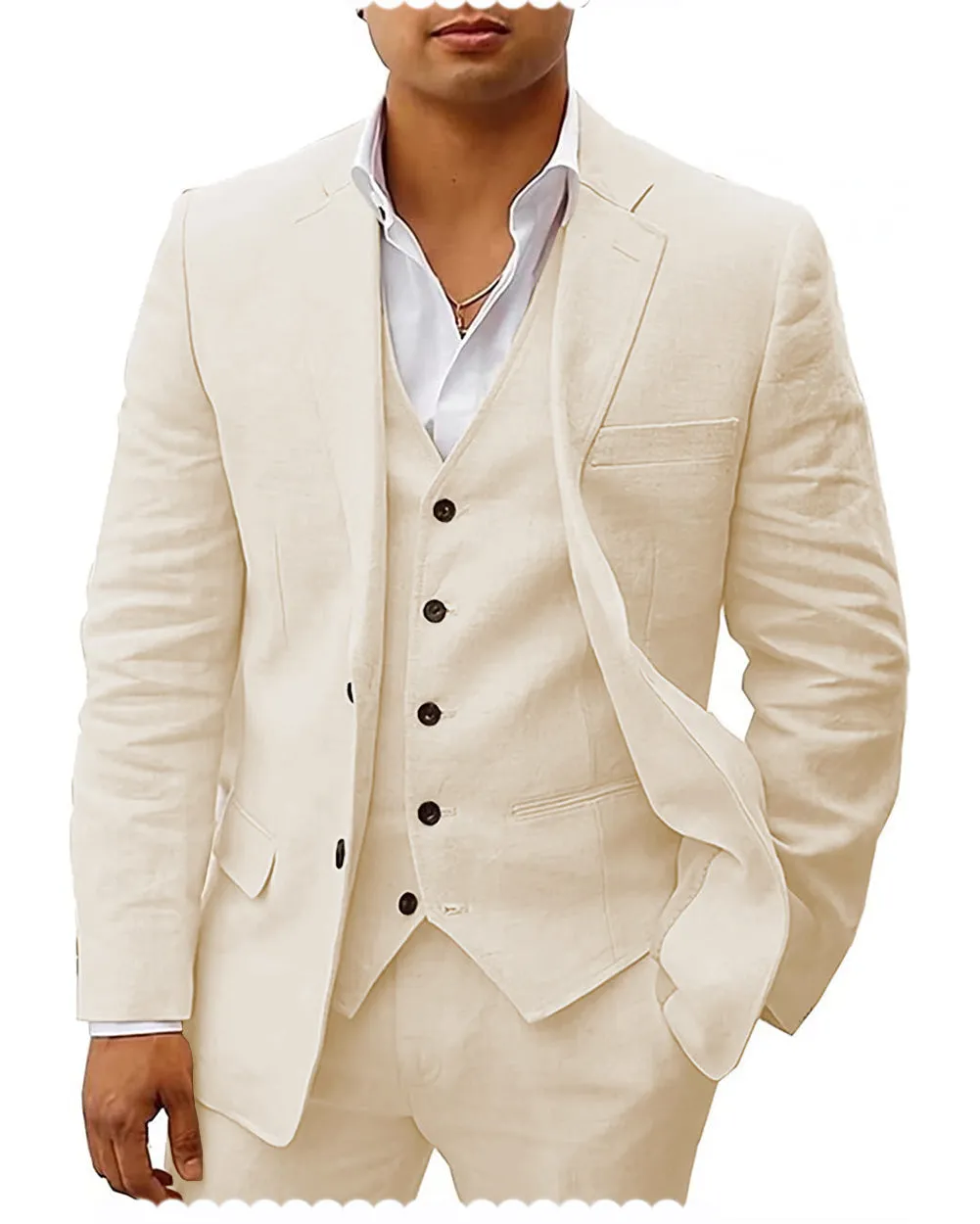 Casual Men's 3 Pieces Mens Suit Notch Lapel Tuxedos For Wedding (Blazer vest Pants)