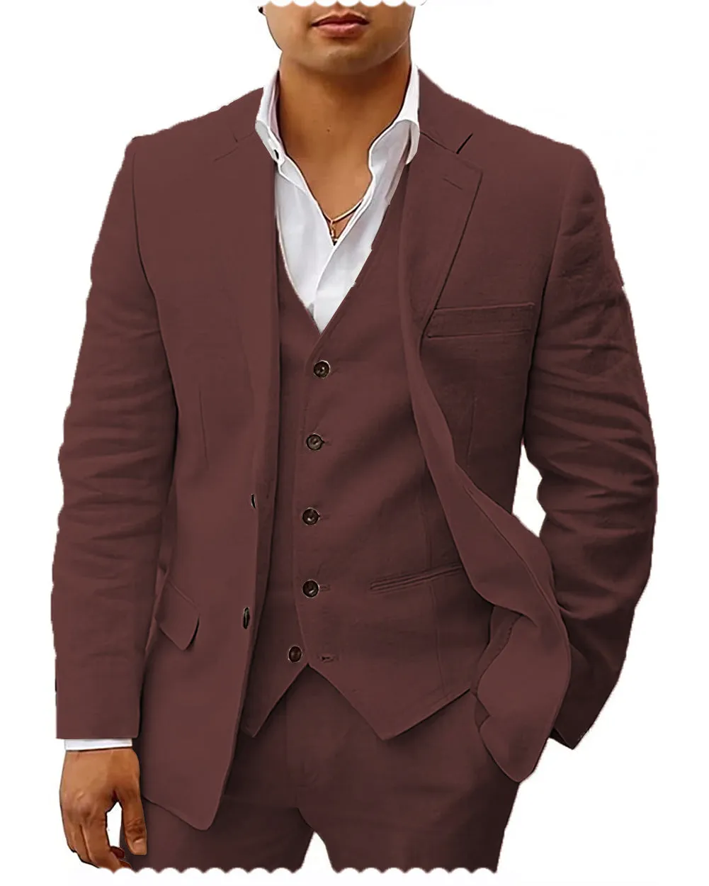 Casual Men's 3 Pieces Mens Suit Notch Lapel Tuxedos For Wedding (Blazer vest Pants)